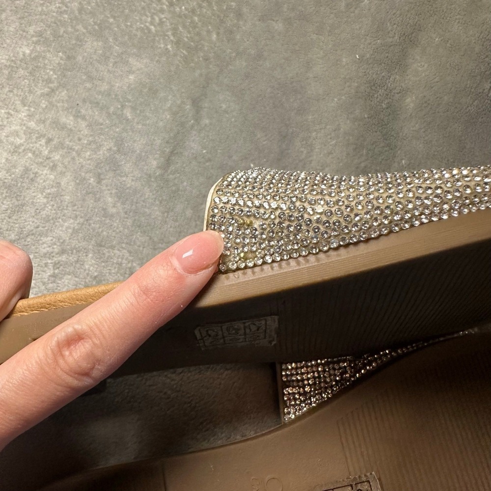 Catherine Malandrino Slide Sandals Size 7.5 Silver Rhinestone Glam Rhinestone - Picture 6 of 7